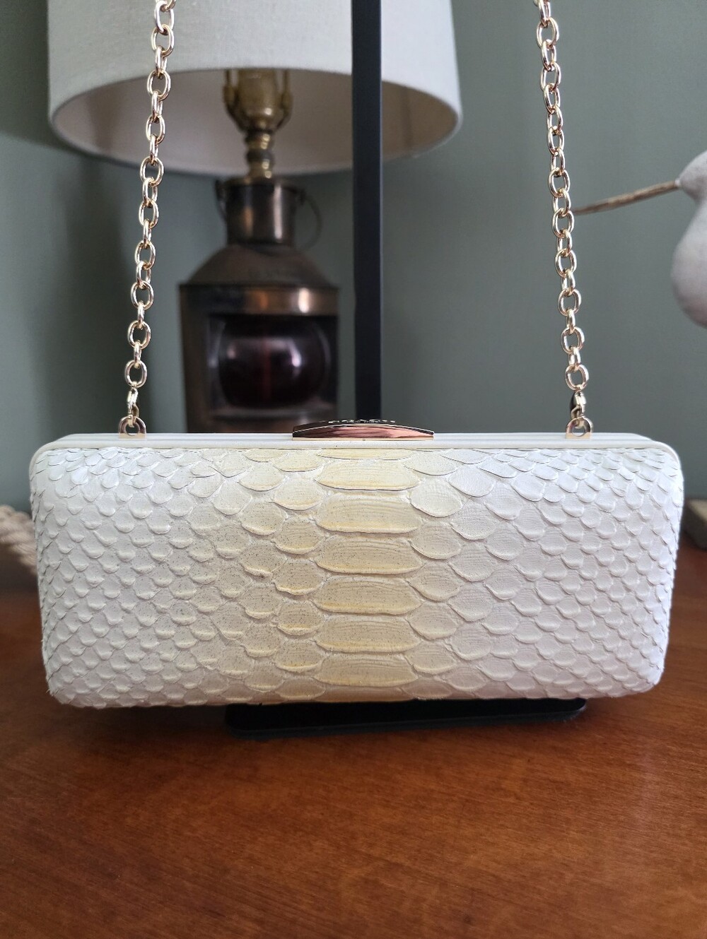 Coach 51550 Madison Pinnacle Minaudiere Ivory Python Embossed Leather Clutch - Picture 2 of 16
